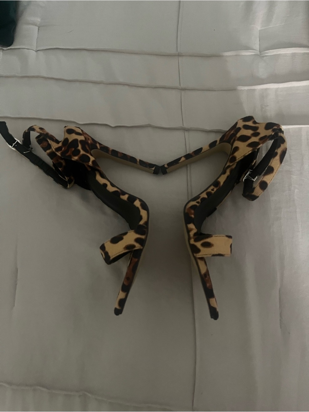 Leopard Print Ankle-Strap Pointed Toe Heel